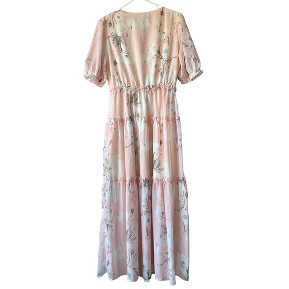 Simplee chiffon maxi floral tiered skirt long summer Bohemian Cottagecore M‌ - Picture 3 of 13